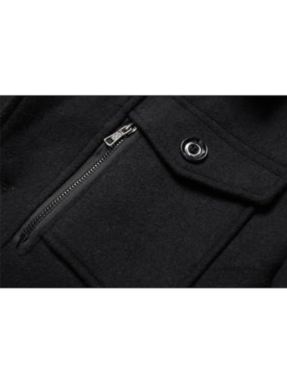 Men's Wool Blend Pea Coat Overcoat Heavyweight Winter Jacket Single Breasted - Picture 3 of 4